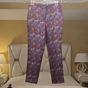 BCBGMaxAzria Women's Floral Ankle Pants - Red and Blue